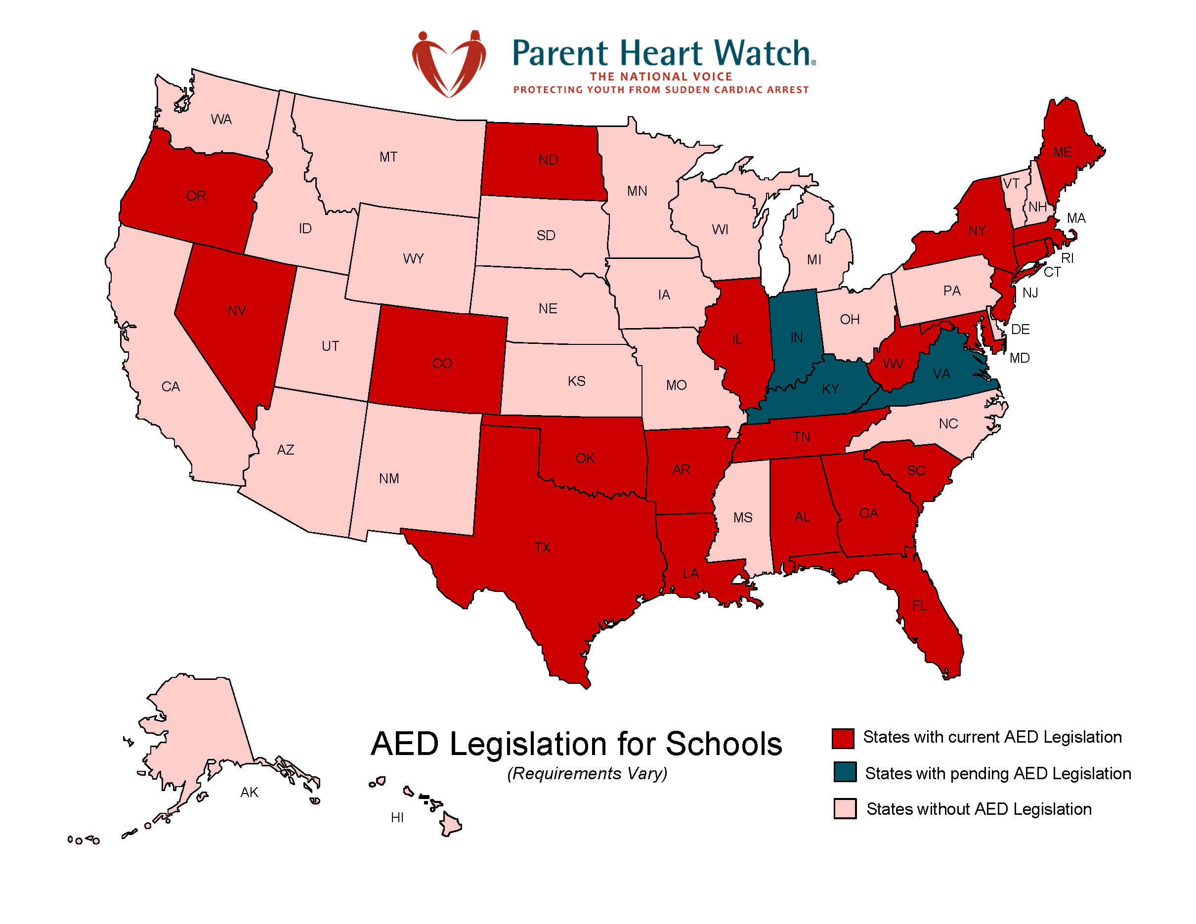 AED Legislation for Schools Map March 2023 1 - Legislation